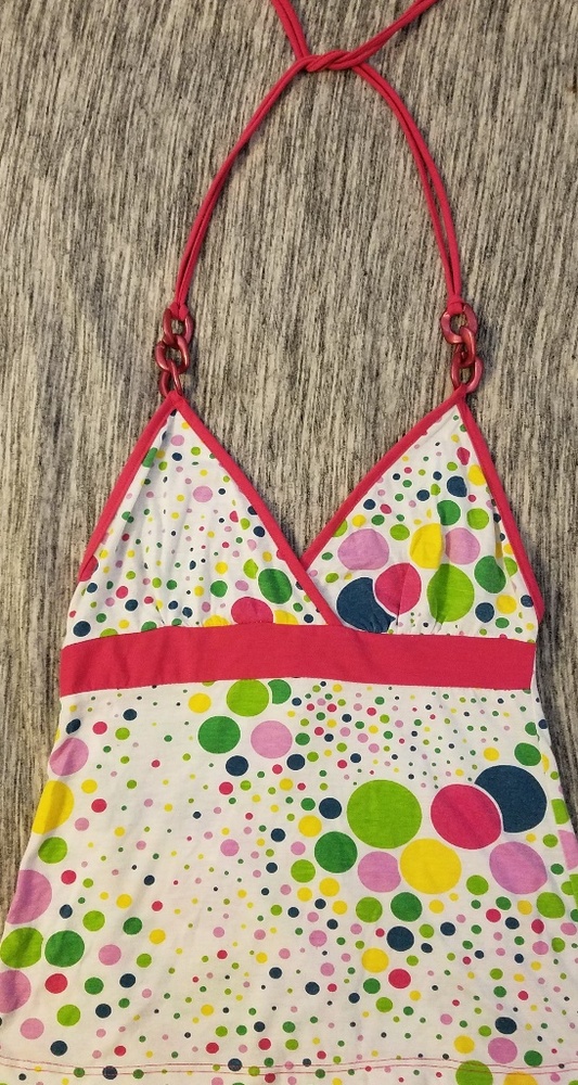 Pink and white polka dot halter top